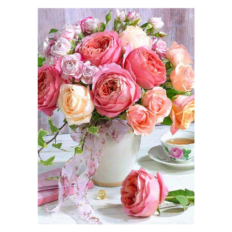 DIY 5D diamond painting, full diamond rose potted plant, diamond painting cross-border wholesale